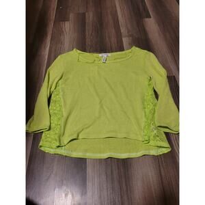 Aeropostale Neon Lime Green Knit High-Low Long Sleeve Blouse NWT Size M